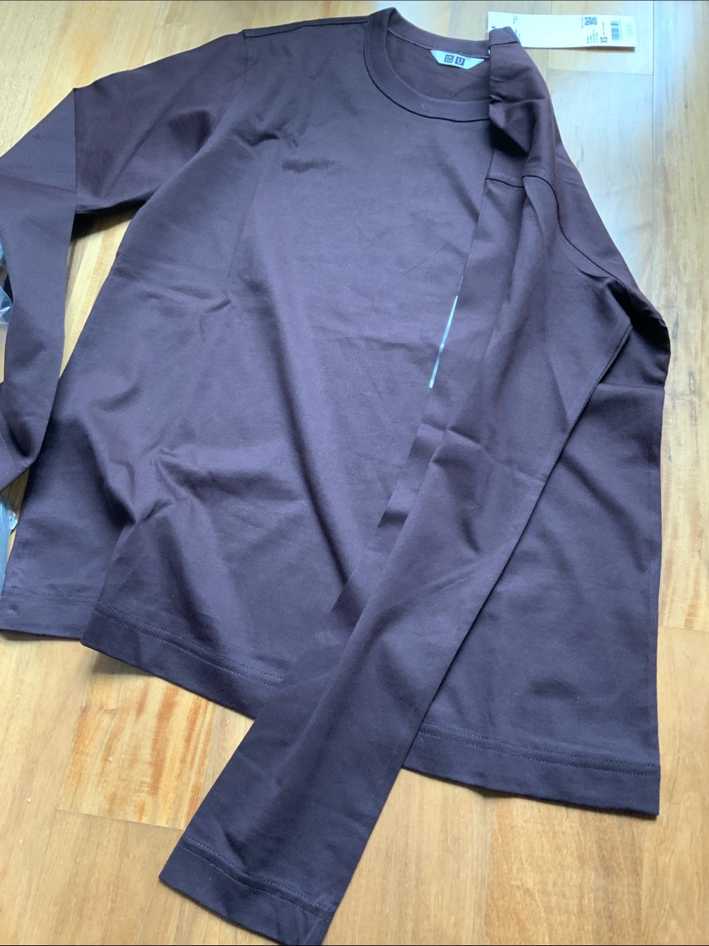 Uniqlo U Long Sleeve shirt XS Lemaire Long sleeve crew neck top DARK BROWN